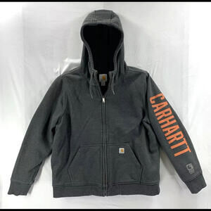 Carhartt Rain Defender Spellout Hoodie Women XL (16-18) Grey Work Biker Grunge